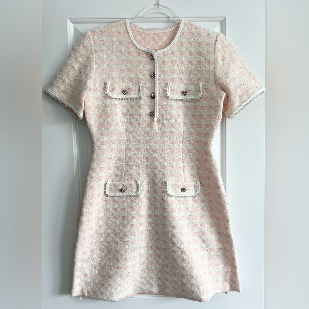 NEW: MAJE Rartingal Sequined Tweed-Effect Check Knit Dress (US 6 / FR 38) - Picture 7 of 9